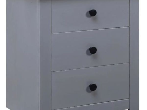 New* Bedside Cabinet Grey 46x40x57 cm Pinewood Panama Range