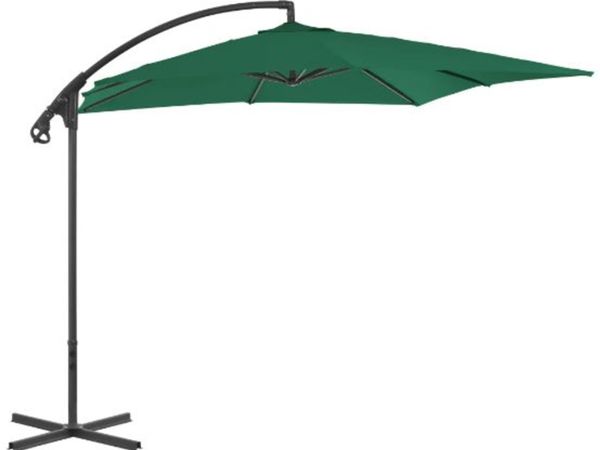 New*LCD Cantilever Umbrella with Steel Pole 250x250 cm Green