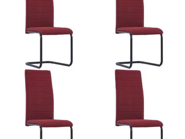 New*LCD Cantilever Dining Chairs 4 pcs Wine Fabric
