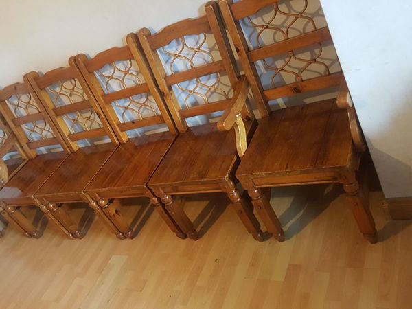 Oak solid sturdy dining chairs set