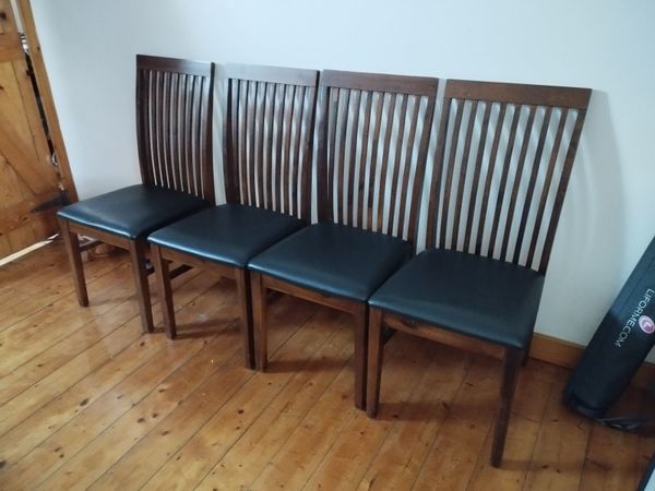 Set of 4 Timber/Leather Dining Chairs