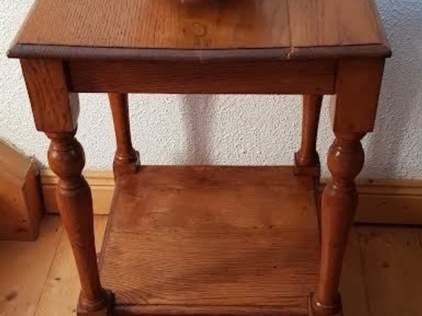 Solid Oak Vintage Lamp / Side Table