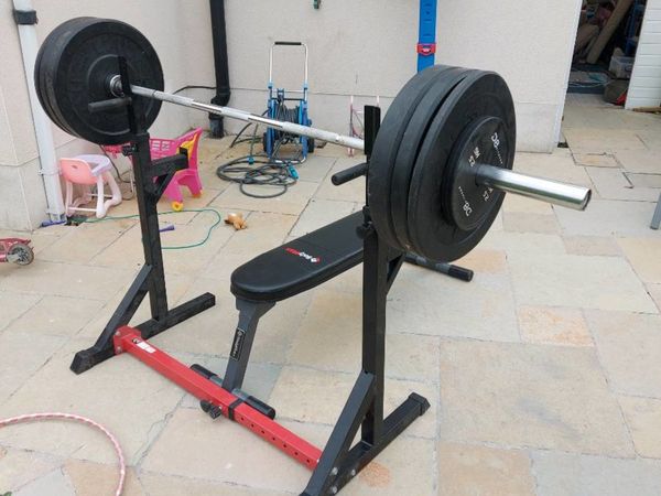 Weight lifting set- rack, bench, Olympic barbell