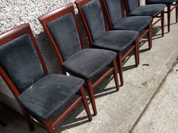 6 grey suede chairs