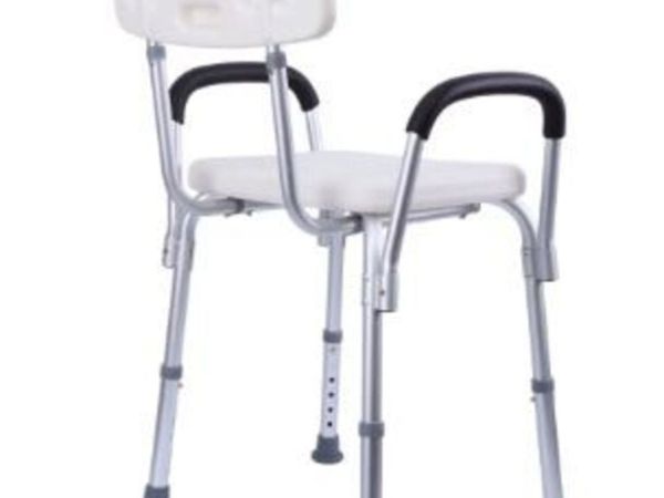 Height-adjustable shower stool, bath seat with back