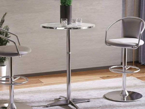 Bistro Bar Table Round Tabletop Dining Wine Pub Stainless Steel
