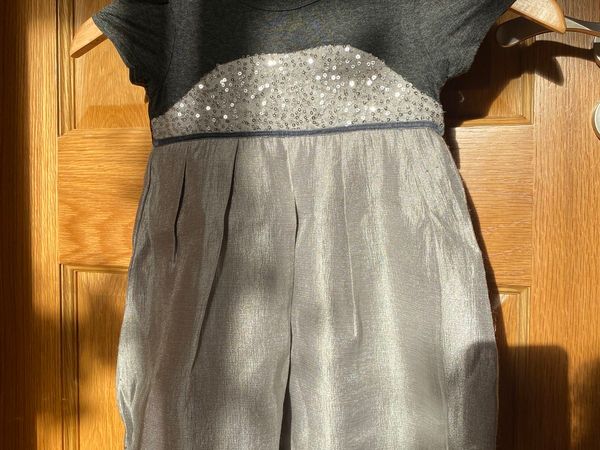 Silver Satin & sequin dress 2-3yrs