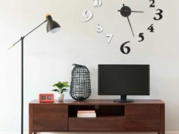 New*LCD 3D Wall Clock Modern Design Black and White 100 cm XXL