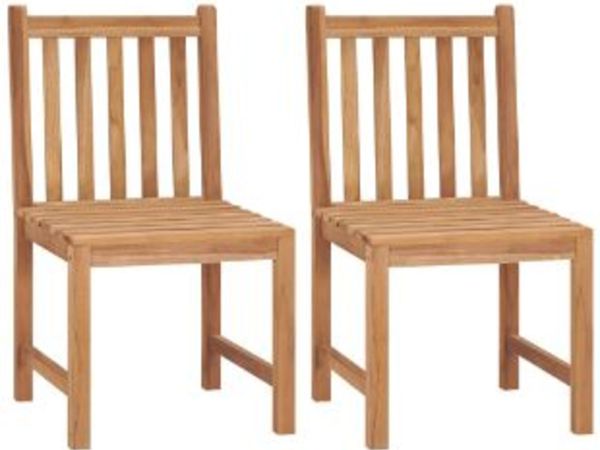 New*LCD Garden Chairs 2 pcs Solid Teak Wood