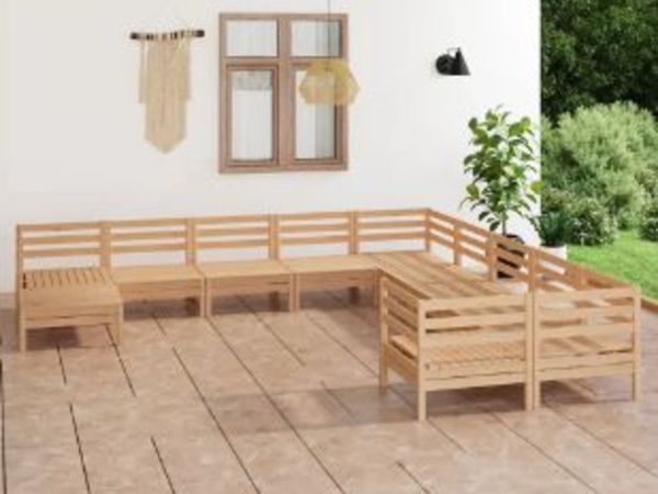 New*LCD 11 Piece Garden Lounge Set Solid Pinewood