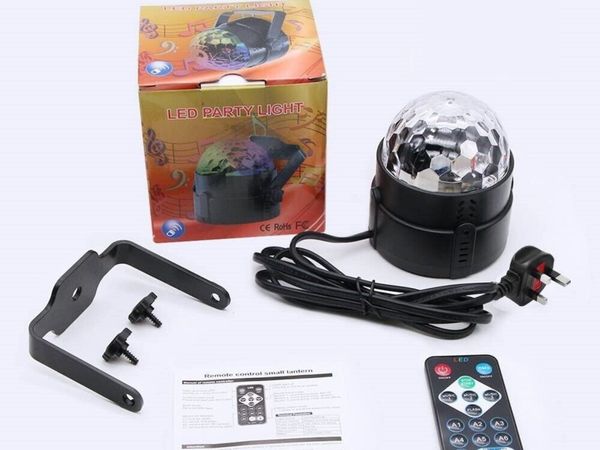 Sound Active RGB LED Stage Light Crystal Ball Disco Club DJ Party with RC