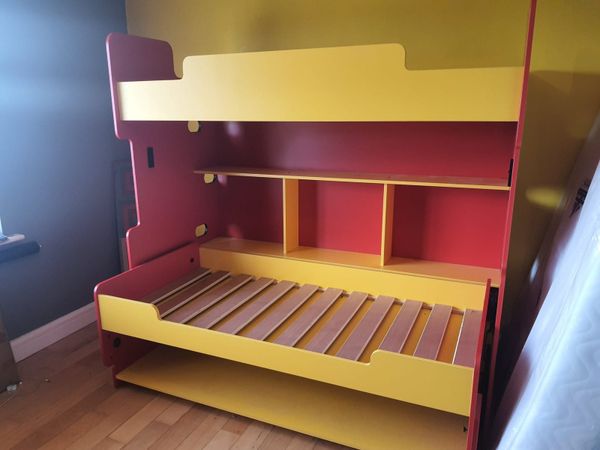 Bunk Bed with Convertible Desk and Shelves