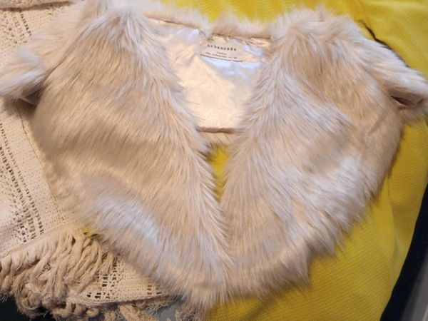 Faux Fur Shrug, Champagne Colour, fastens with a h