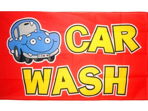 Car Wash Flag 5 x 3 FT - 100% Polyester With Eyelets Banner Sign