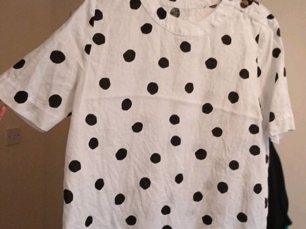 White Linen Top from M&S with Black Spots size 16