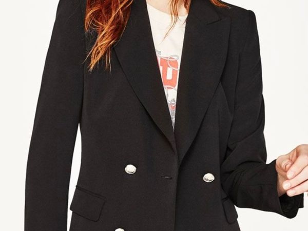 Rare: Zara black blazer with rhinestone buttons