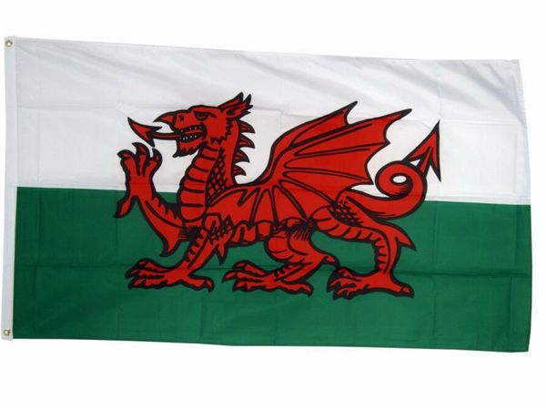 Wales Flag Welsh Dragon Large 5 x 3 FT - 100% Polyester With Eyelets - Rugby