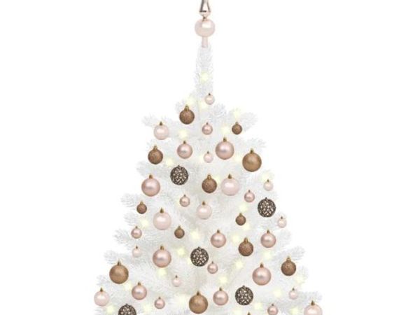 New*LCD Artificial Christmas Tree with LEDs&Ball Set White 65 cm