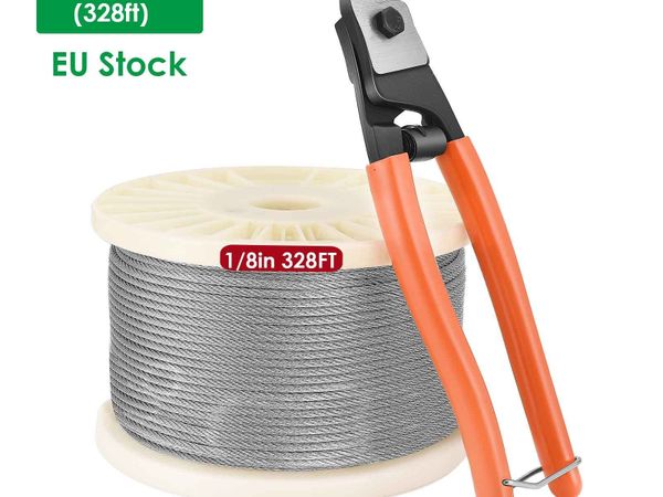 Stainless Steel Cable T316 1/8" 100m,Aircraft Deck Railing,7*7 Strands Construction,Rustproof break strength 650kg,Cutter Cable