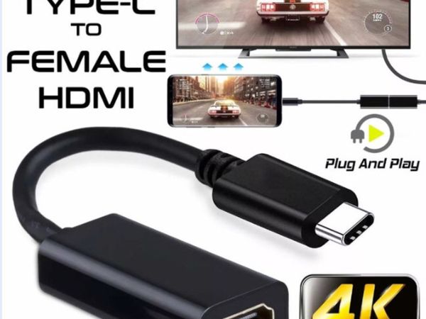 USB Type C to Female HDMI HDTV Cable 4K Adapter