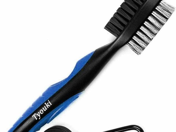 Golf Brush with Groove Cleaner, Nylon & Steel Golf Club Brush Portable Golf Clean Tool with Adjustable Aluminum Carabiner for hanging on golf bag