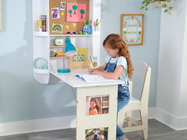 KidKraft Arches Floating Wall Desk & Chair White