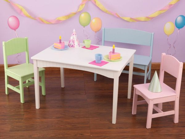 Kidkraft Nantucket Table with Bench 2 Chairs Pastel