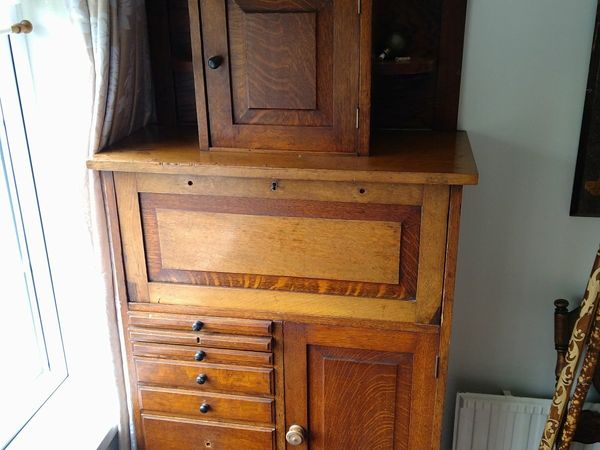 Antique oak dental cabinet