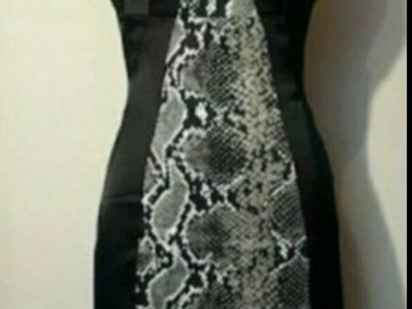 Karen Millen Designer Black satin Midi Dress 10UK