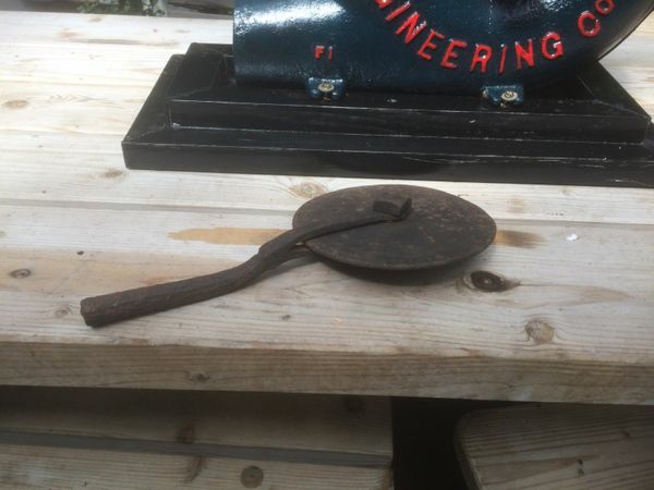 primitive  blacksmith hand forged measuring wheel