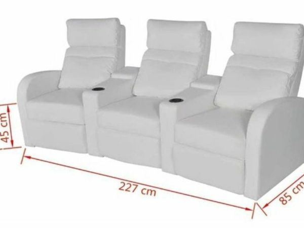 LED TV Sofa, Home Cinema Relaxing Chair 3 Seater, Faux Leather