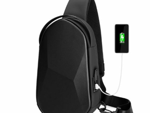 Men Shoulder Bags Black USB Charging Crossbody Bags Waterproof Casual Travel Messenger Bag Male Fit For 7.9 Inch iPad
