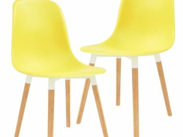 New*LCD Dining Chairs 2 pcs Yellow Plastic
