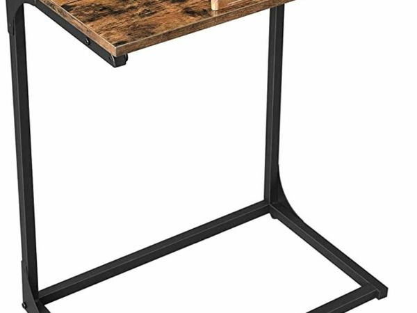 Side Table, Desk, Laptop Table with Adjustable Top, Sofa Table, Bedroom, Living Room, Simple Assembly, Steel Frame, Industrial Style, Vintage Brown Black