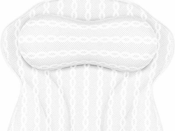 Ergonomic Bath Pillow with Neck and Back Support - Comfortable Bathtub Pillows for Relaxation with 3D Air Mesh Technology- Spa Tub Cushion with Strong Suction Cups - Luxury Bath Accessories