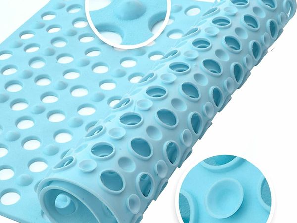 Shower Mat – 72 x 38 CM / 28 x 14.9 Inches – Non Slip Bath Mat - Anti Mould with Drainage Holes and Suction Cups - Latex-Free - Ideal For Kids and Elderly