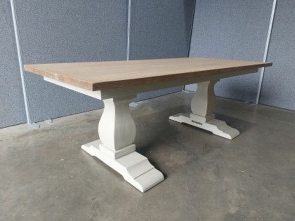 2.2m Sofia European Oak Dining Table (missing lower leg cross beam) x1