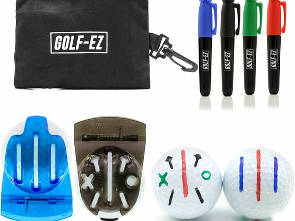 Golf Ball Line Drawing Marking Alignment Tool Kit with 4pcs Marker Set and Carry Case