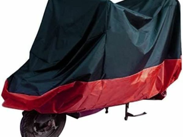 Motorcycle Waterproof Breathable Cover Outdoor Indoor Black Red With Storage Bag (xxl)
