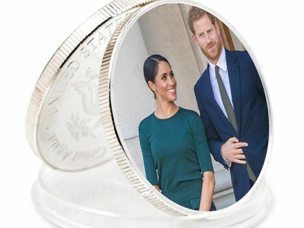 Art Ornament Challenge Coin Prince William and His Wife Sliver Plated Coin