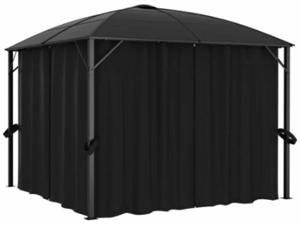 New*LCD Gazebo with Curtains 300x300x265 cm Anthracite