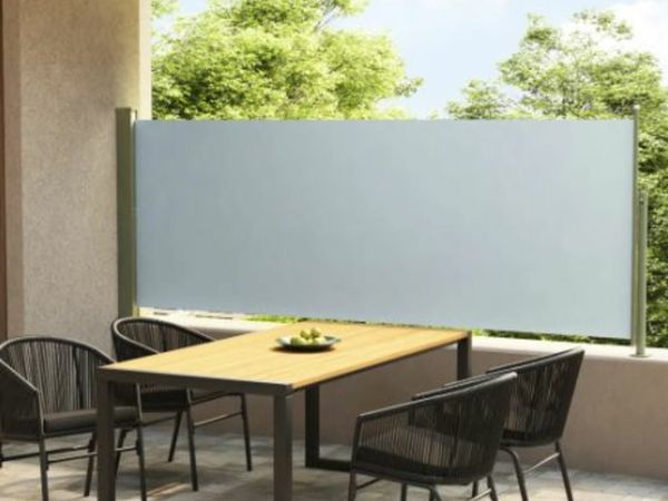 New*LCD Patio Retractable Side Awning 117x300 cm Grey