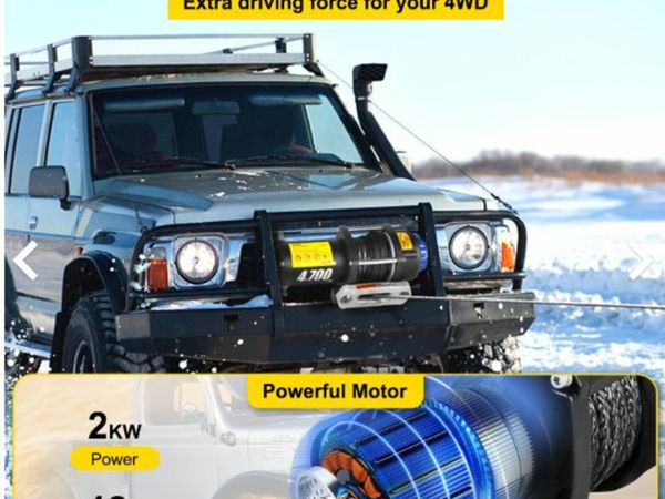 Electric Winch 4700LB 12V Synthetic Rope Wireless Romote 4x4 Recovery ATV