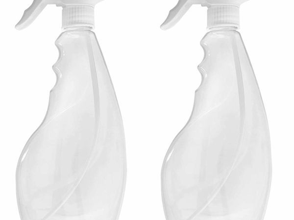 Large 500ml Spray Bottles For Cleaning and Gardening, Plant, Water, Durable Trigger Sprayer, Refillable, Spray Upside Down, All Directions, Clear Plastic Bottle 2x 500ml