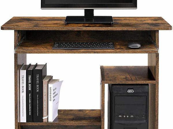 Desk, Computer Table, Workstation, with Stand and Shelf, CPU Compartment, for Small Space, Easy Assembly, 80 x 45 x 74 cm, Rustic Brown