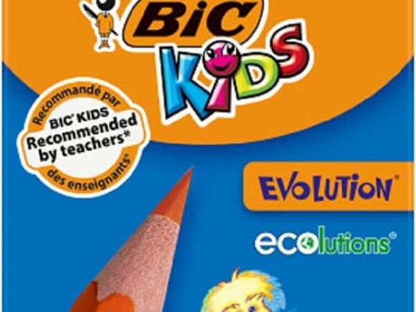 Kids Evolution ECOlutions Colouring Pencils, Assorted Colours, in Practical Cardboard Wallet, Pack of 12