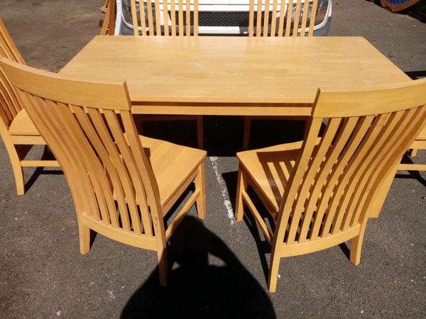 Pine table and 6 chairs
