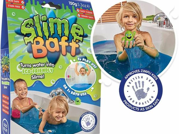 Slime Baff Blue, 1 Bath or 6 Play Uses from Zimpli Kids, Magically turns water into thick, colourful DIY slime, Texture for Multi-Sensory Play, Creative Play for Children, Certified Biodegradable Gift