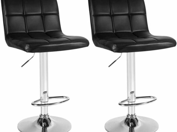 Adjustable Bar Stool - Adjustable Height - Swivel Seat - Choice of Colors, Colour:Black, Size:2pc-Set