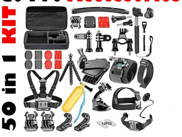 50in1 GoPro Set Kit Accessories For Head Strap Go Pro Hero 2 3 + 4 5 6 7 8 9 10